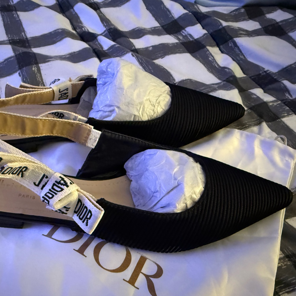 Dior black Slingback Flats